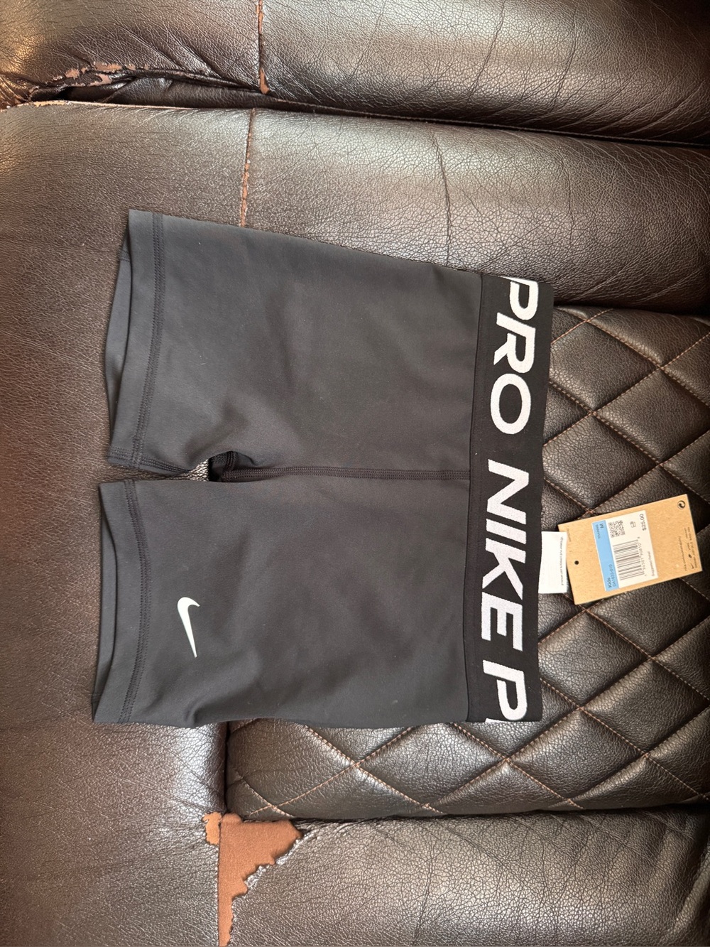 Nike Black Pro Men's Compression Shorts with White Logo